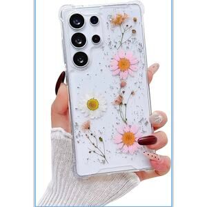 Samsung Galaxy S25 Ultra Case Pressed Dried  Flowers Design Shockproof Glitter